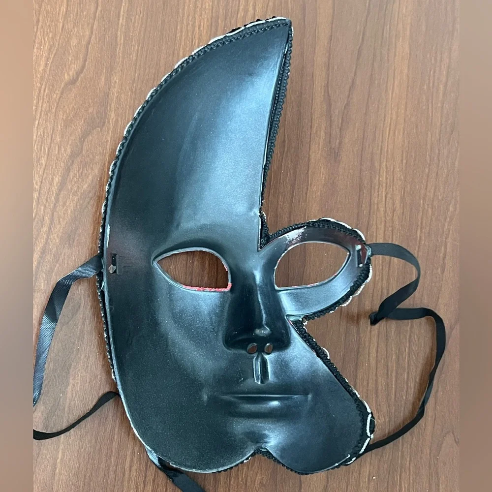 Men's Venetian Masquerade Party Mask Red/Silver